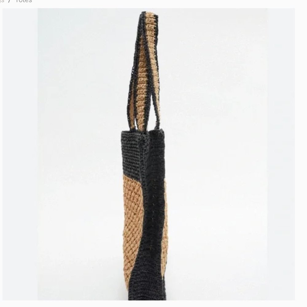 ZARA CONTRAST WOVEN TOTE BAG - Picture 4 of 4